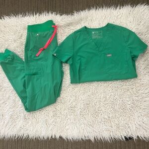 Figs scrubs in safety green